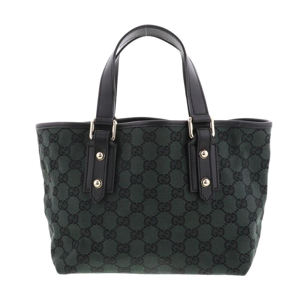GUCCI GG Canvas Handbag Tote Bag Green GG Canvas